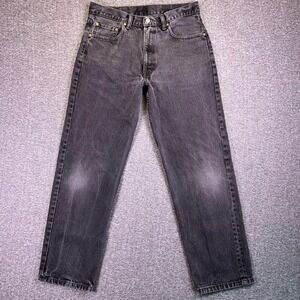 Levis 550 Jeans Men 34x32 Black Grunge Biker Relaxed Fit Heavyweight Wallet Fade
